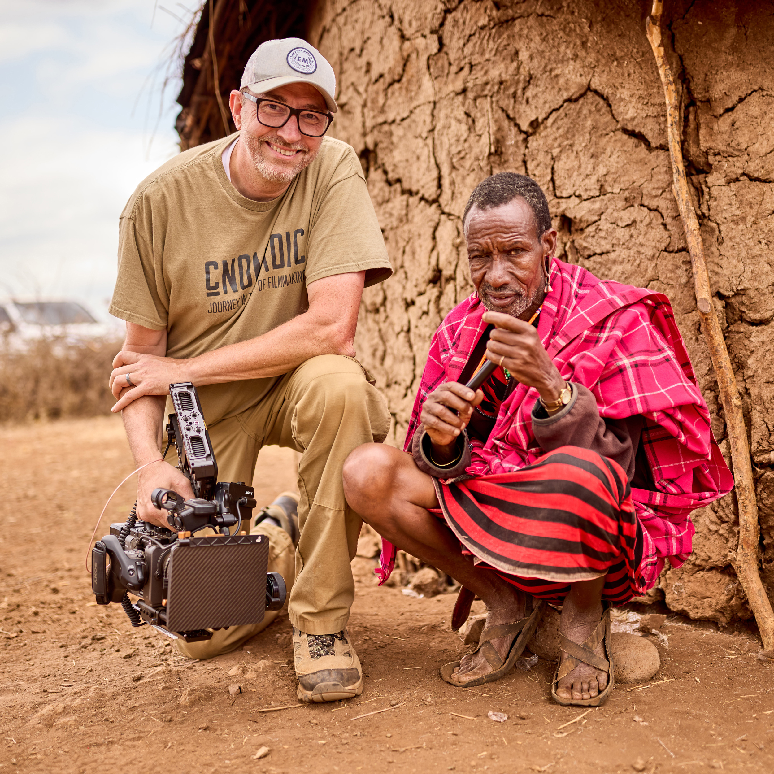 Christophe Tinard with Maasai man in Kenya